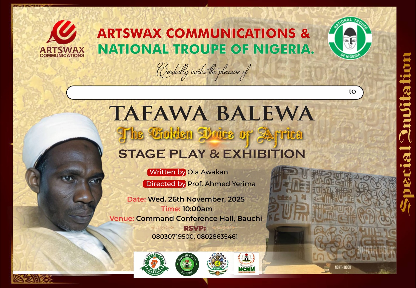 Audition for Tafawa Balewa: The Golden Voice of Africa