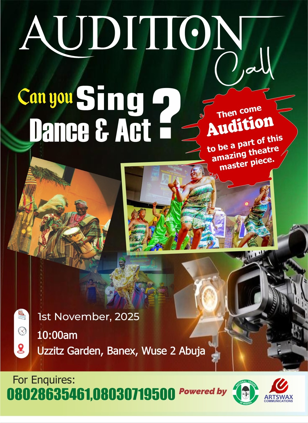 Audition for Tafawa Balewa: The Golden Voice of Africa, Bauchi State
